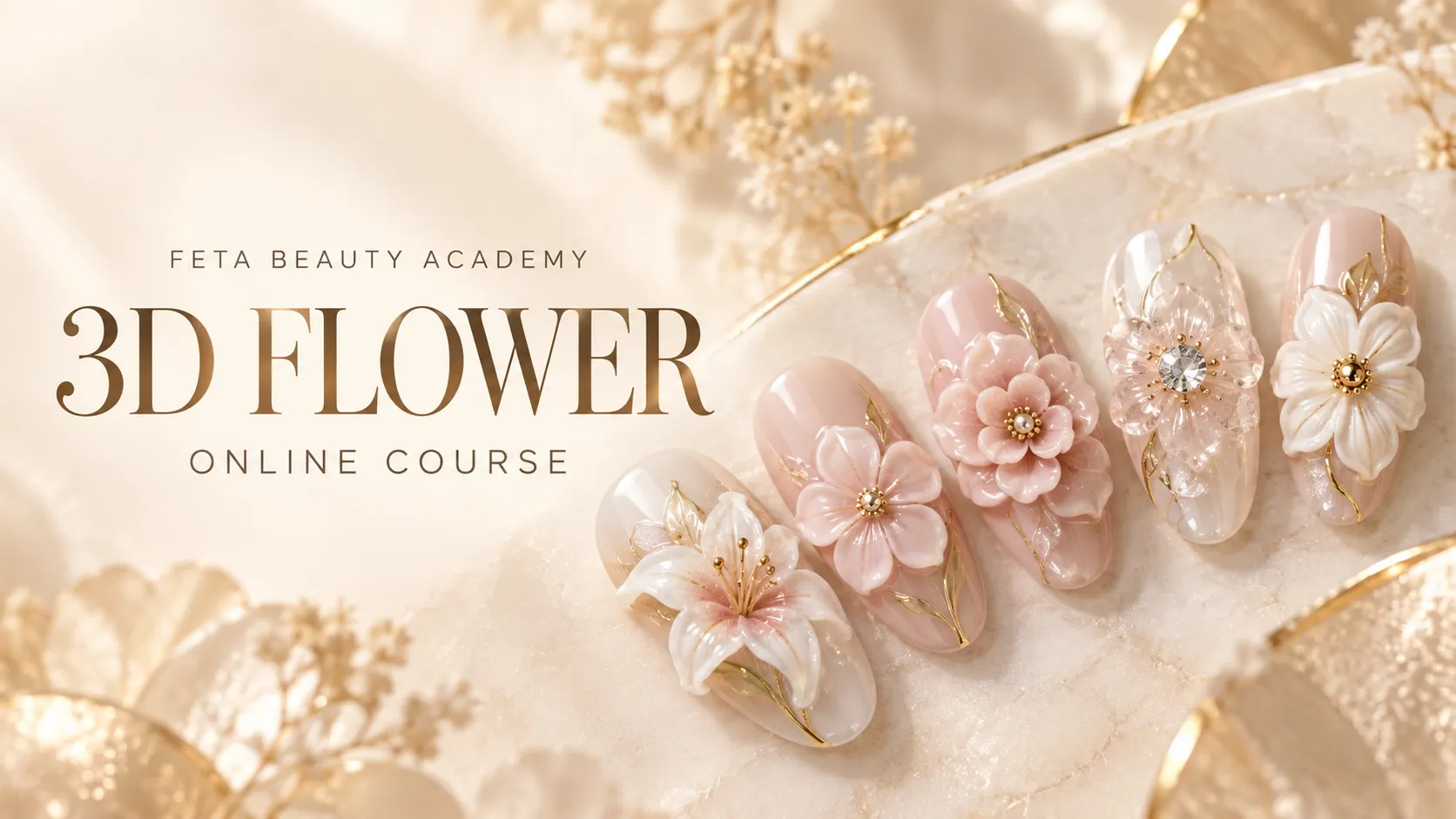 Cover e-course Nail Design 3D Flower Feta Beauty Academy
