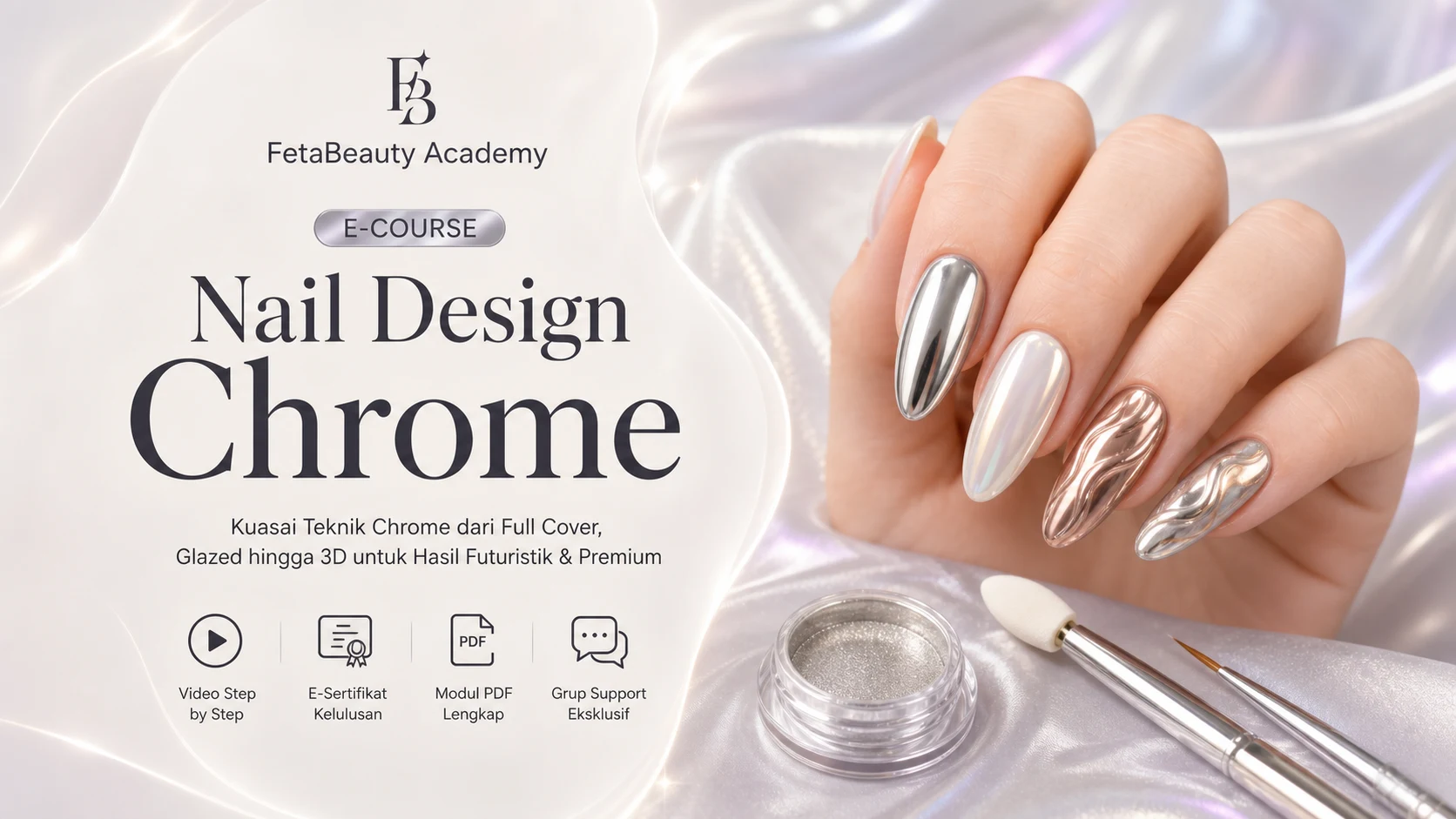 Cover e-course Nail Design Chrome Feta Beauty Academy