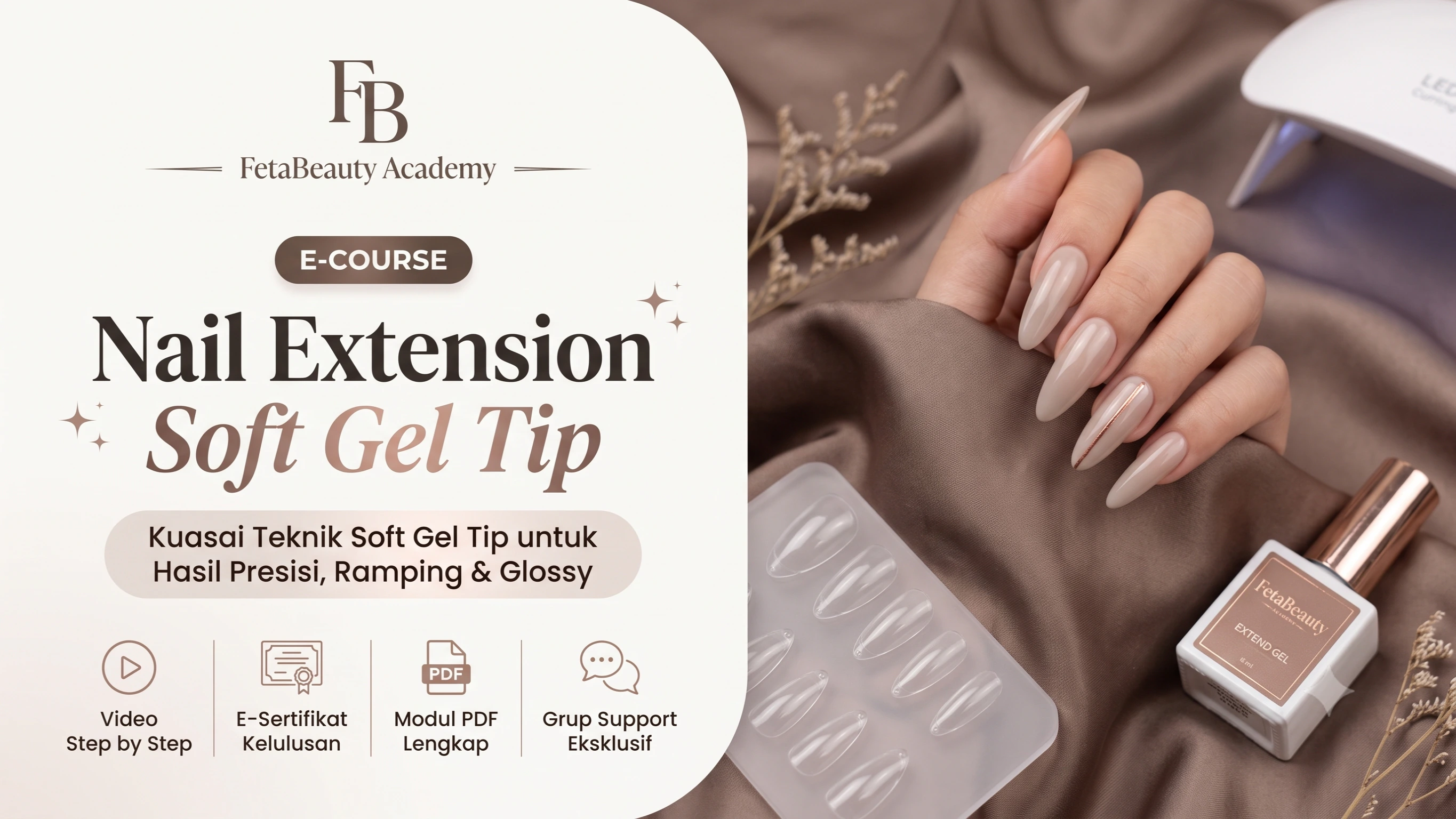 Cover e-course Nail Extension Soft Gel Tip Feta Beauty Academy