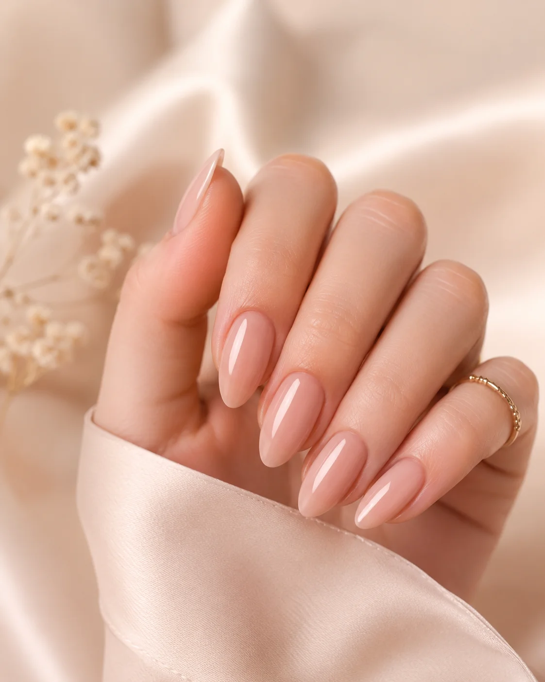 Hasil nail art glossy nude dari kursus nail art online untuk pemula