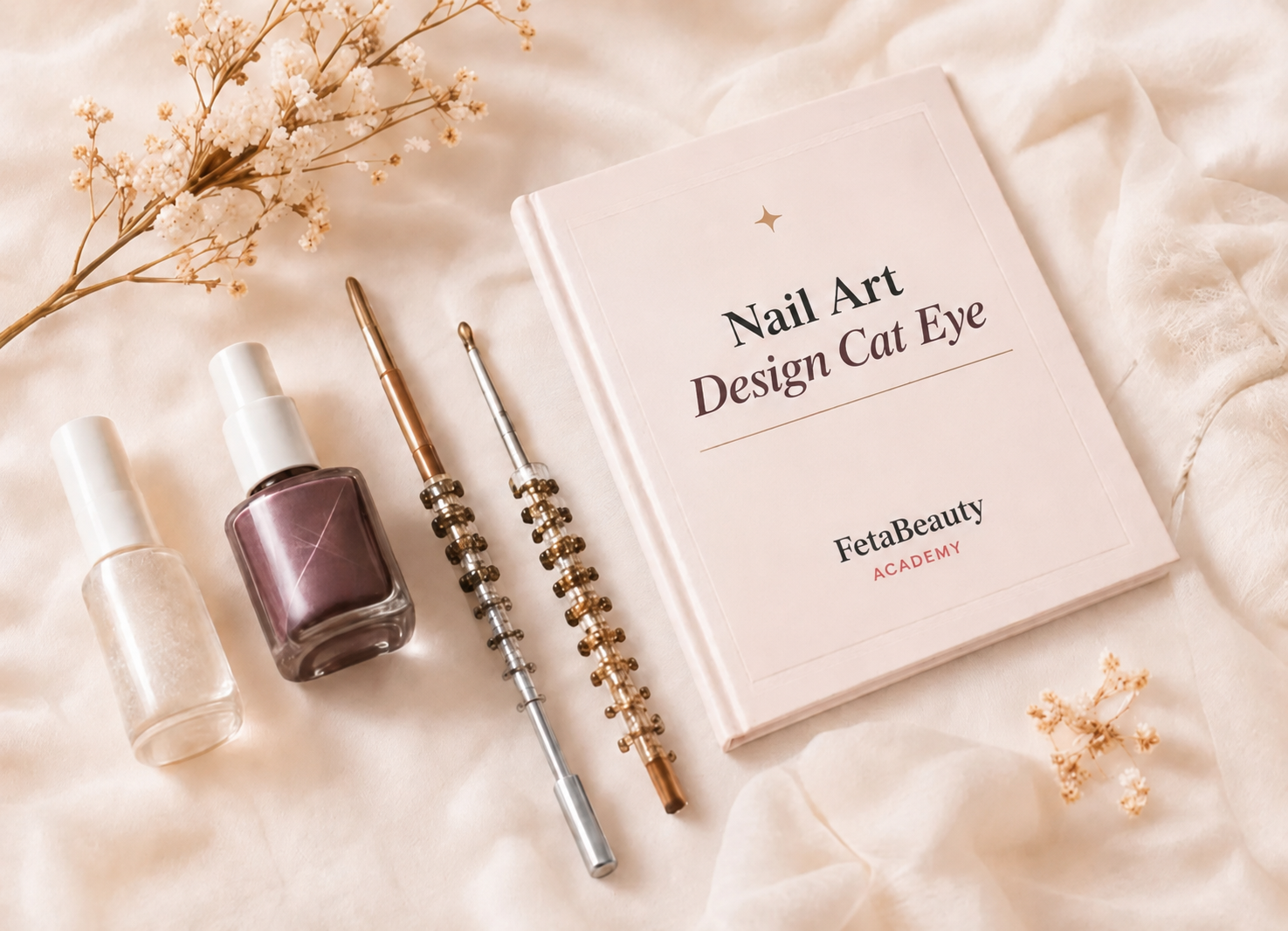 Alat dan bahan cat eye gel polish untuk belajar nail art cat eye