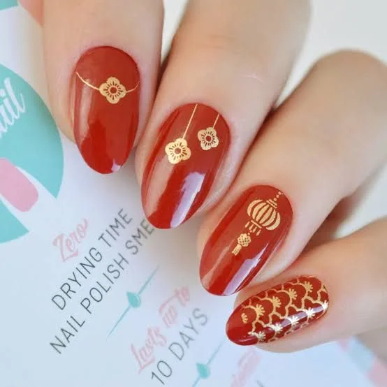 arti warna Nail art Imlek