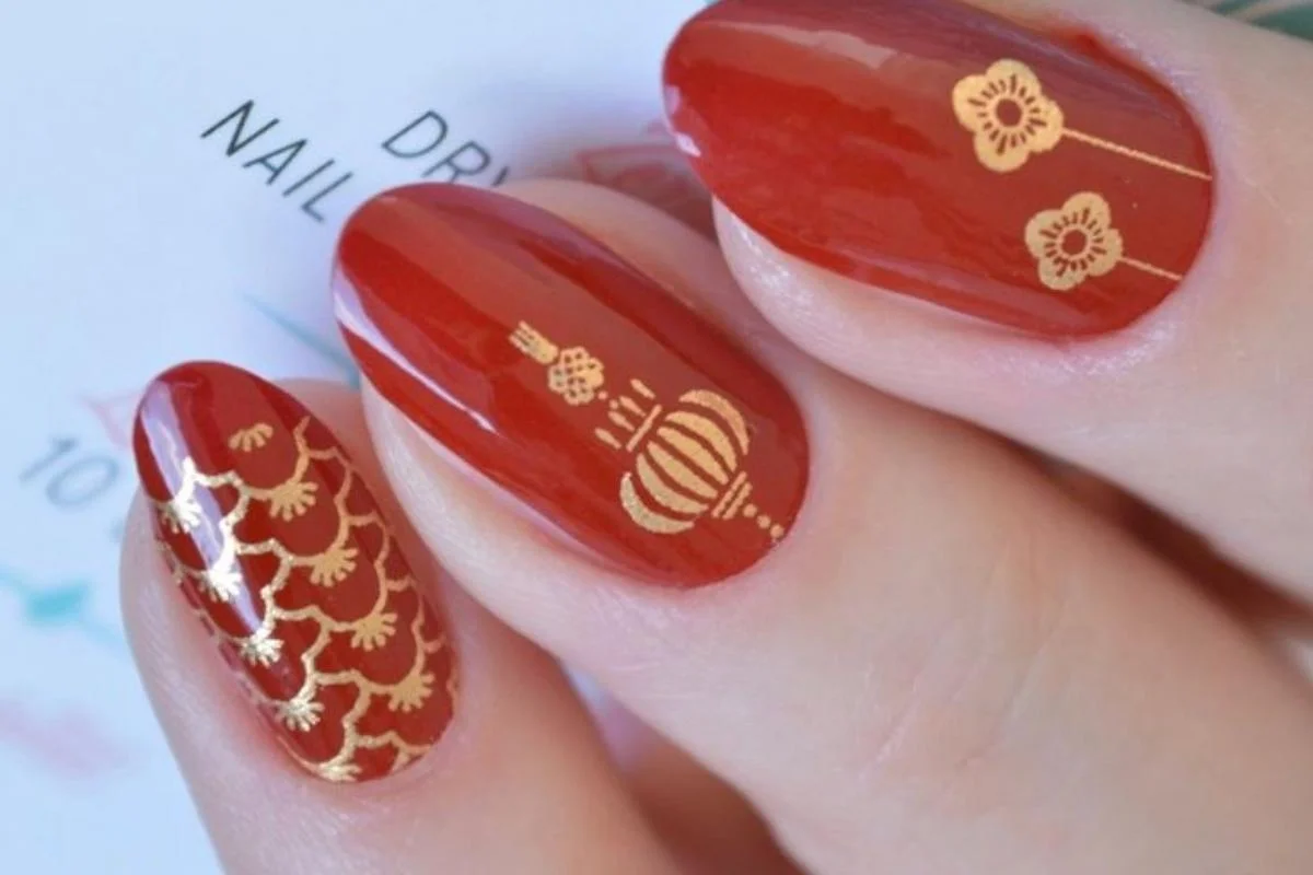 Nail art Imlek lampion