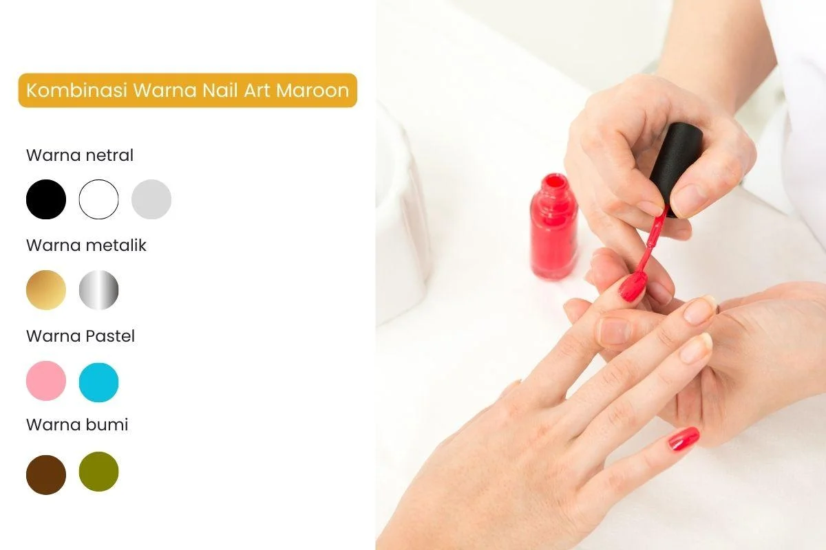 kombinasi warna nail art maroon