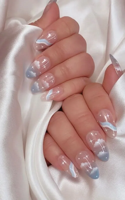 nail art biru langit