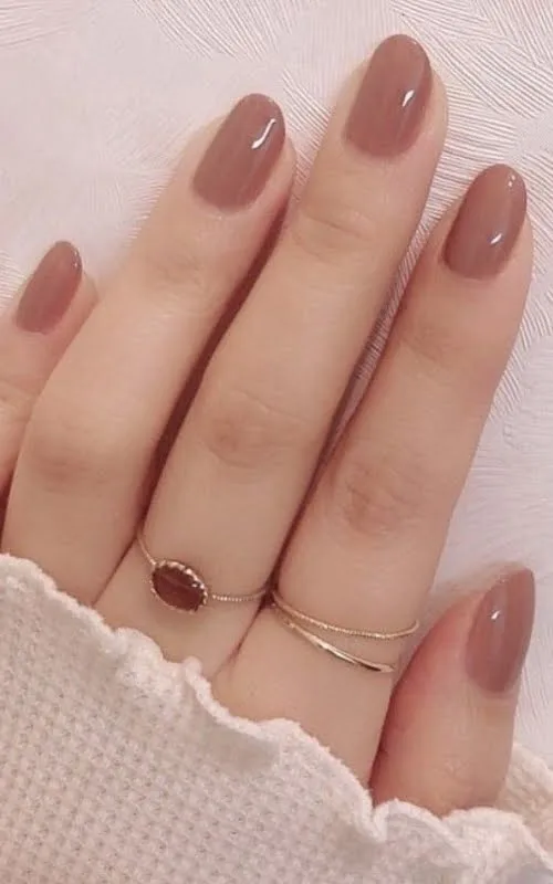 Ide desain nail art cokelat muda