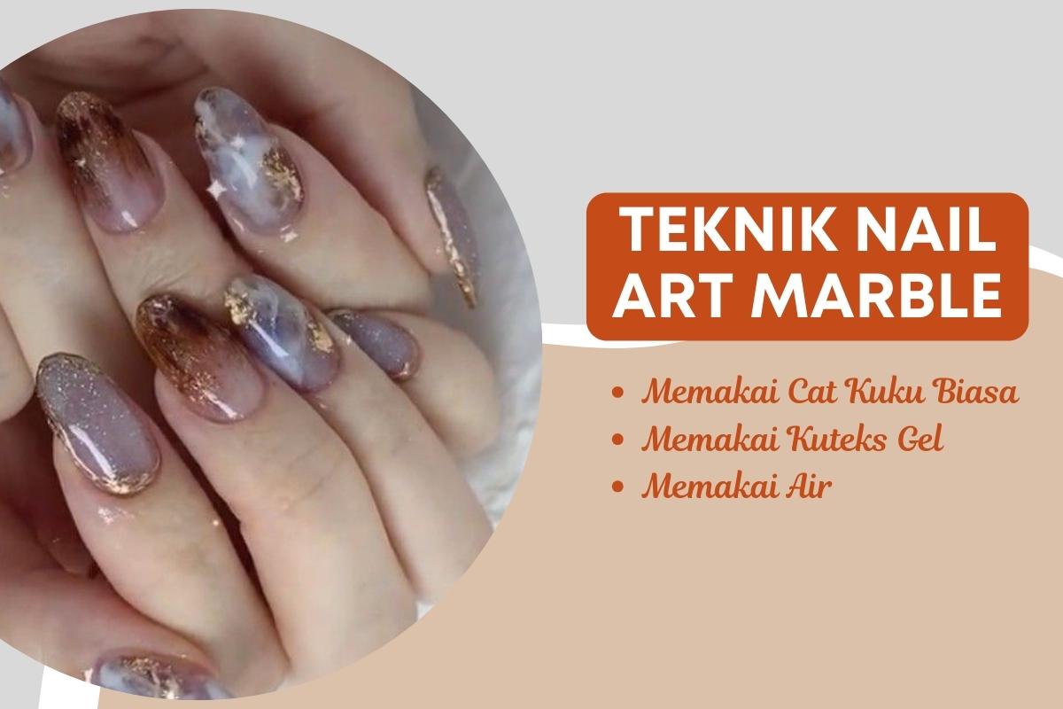 teknik nail art marble