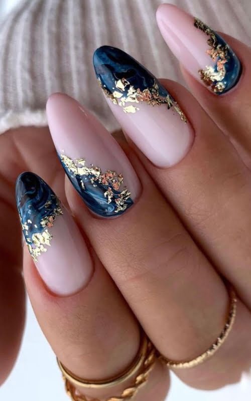 Ide desain nail art marble motif lain