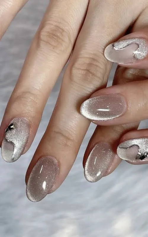 nail art cat eye french
