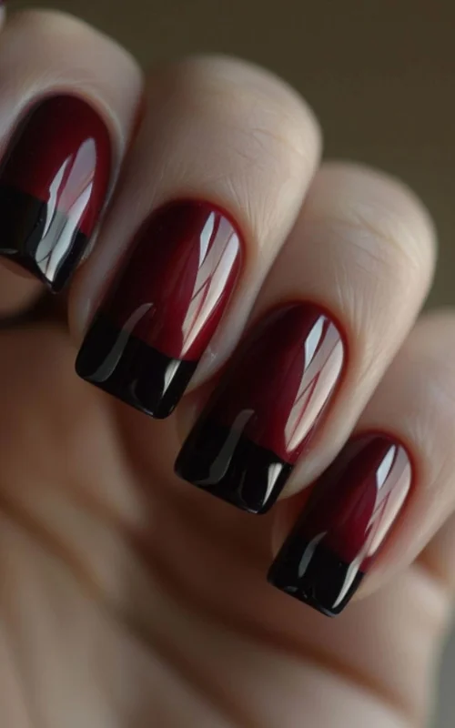 french nail hitam maroon