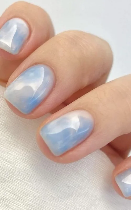 Nail Art Biru Marble