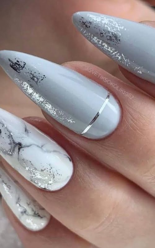 nail art abu abu french marble