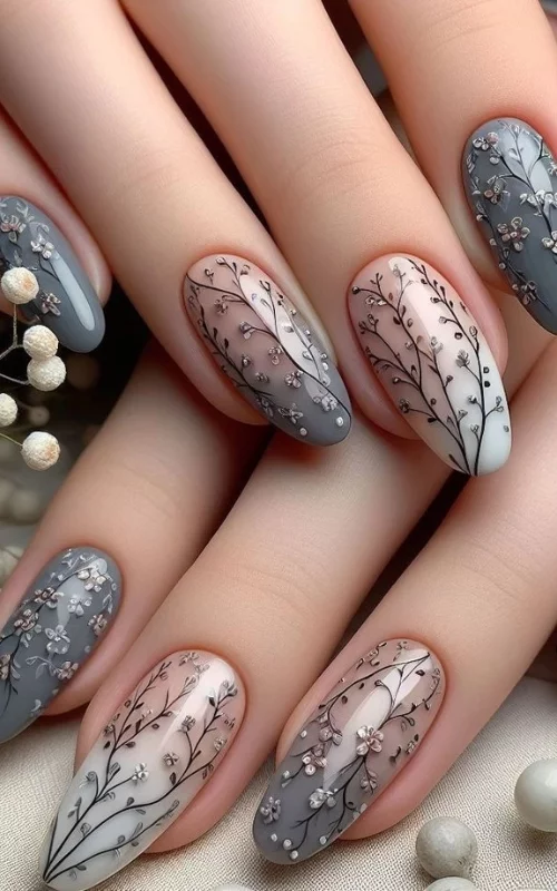 nail art abu abu french marble