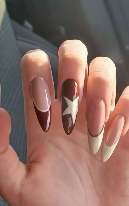 ide desain nail art cokelat susu bintang