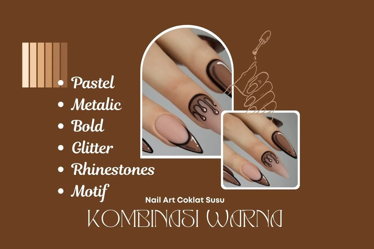 kombinasi warna nail art cokelat susu