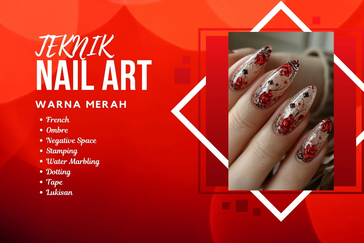 teknik Nail art warna merah