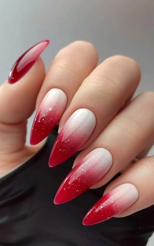 ide design Nail art warna merah ombre